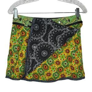 ZAND Amsterdam Reversible Wrap Skirt  Boho Floral & Mandala Print Small - medium
